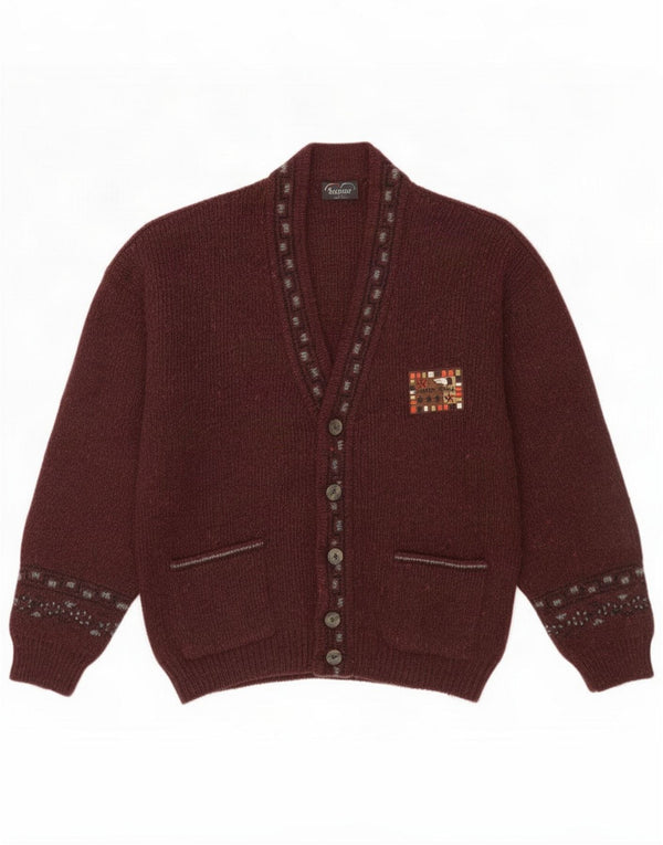 Suspense Mens Cardigan Sweater IT 48 Acrílico geométrico marrom médio