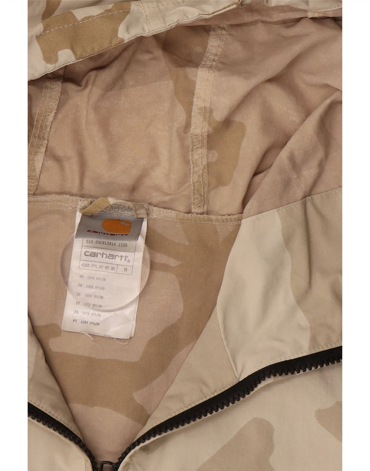 Jaqueta anorak masculina com capuz CARHARTT UK 38 médio bege camuflagem nylon