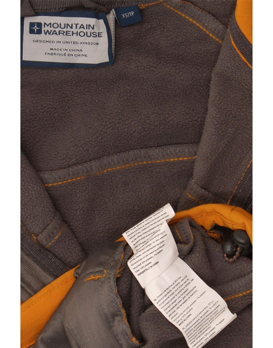 Jaqueta corta-vento encapuçado masculina do armazém da montanha poliéster amarelo Reino Unido 34 XS