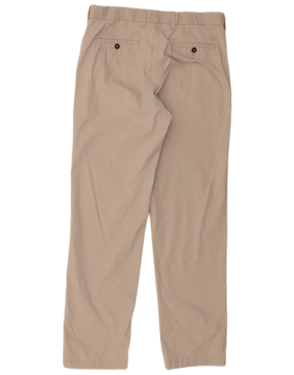 Calça chino reta masculina Marks & Spencer W34 L33 algodão bege