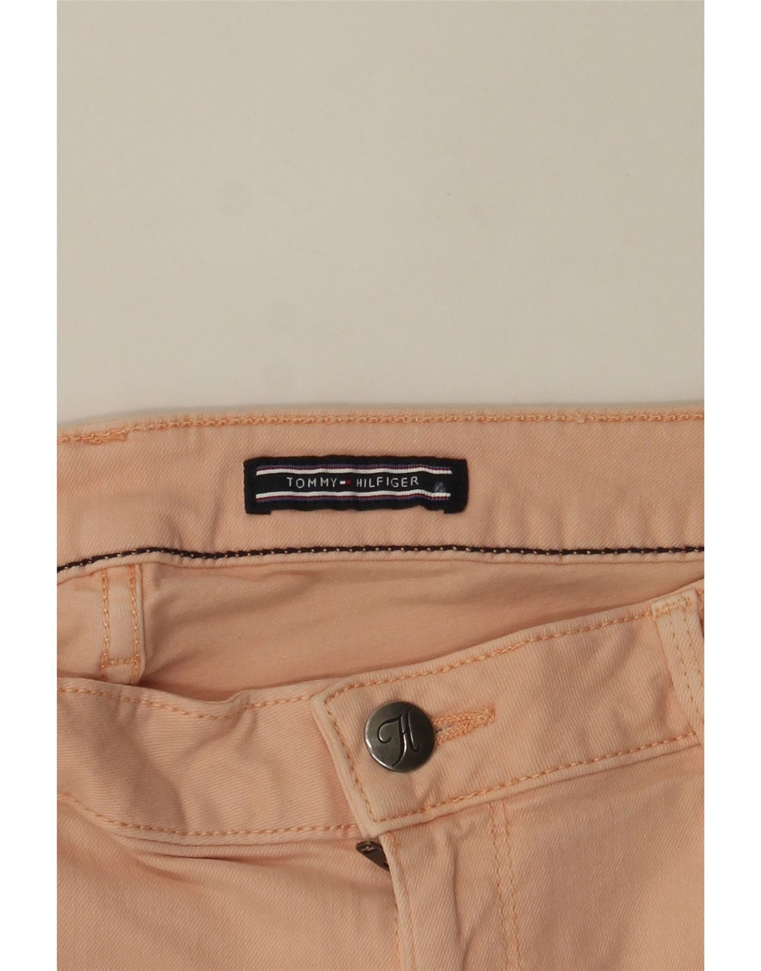 TOMMY HILFIGER Womens Slim Casual Trousers W32 L27 Pink Cotton Vintage Tommy Hilfiger and Second-Hand Tommy Hilfiger from Messina Hembry 