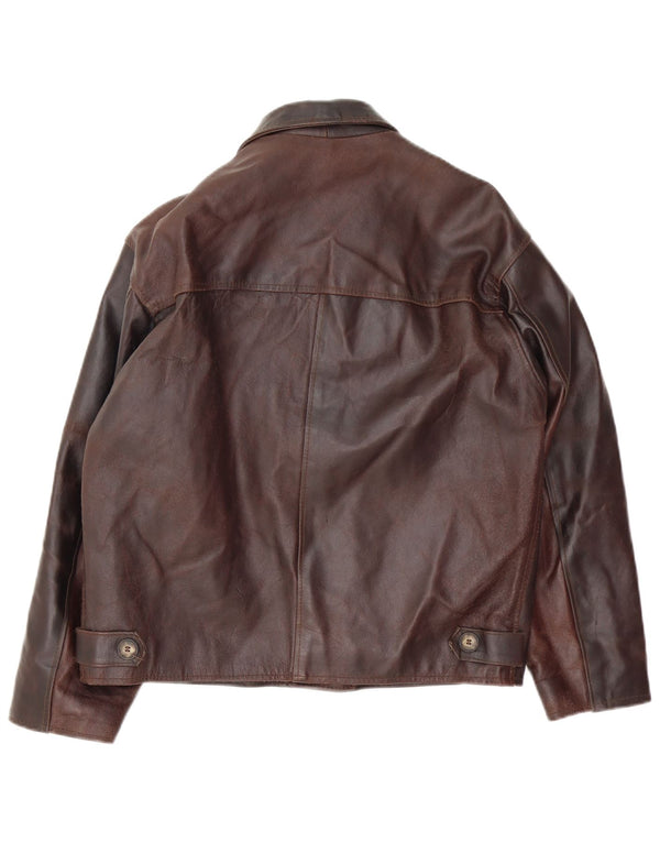 Jaqueta de couro masculina vintage Reino Unido 36 couro marrom pequeno