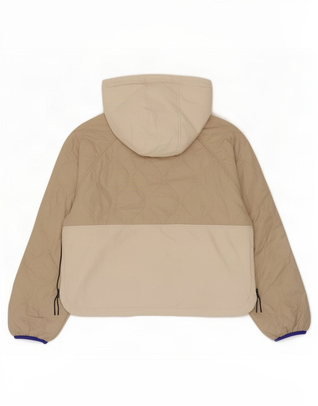 Jaqueta acolchoada com capuz feminino Zara Reino Unido 16 grande poliéster colorblock bege