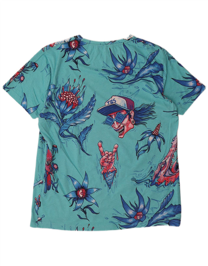 Camiseta masculina Cropp Regular Fit gráfica top 2XL turquesa