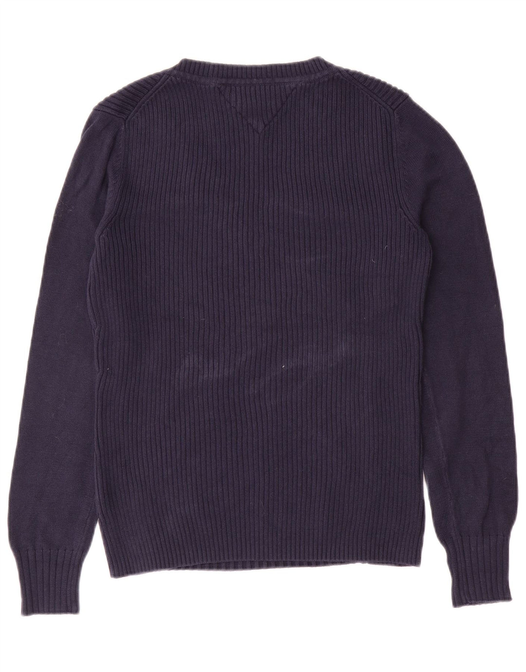 Suéter feminino Tommy Hilfiger com decote em V Reino Unido 12 algodão azul marinho médio