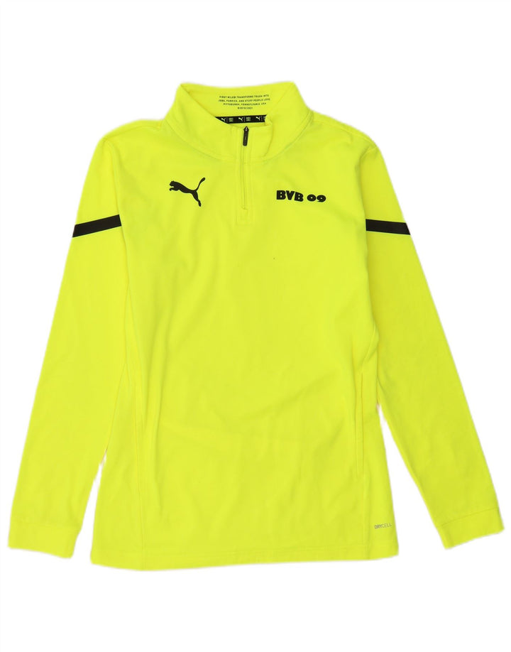 PUMA Mens BVB Dortmund Zip Neck Pullover Treino Top Pequeno Amarelo