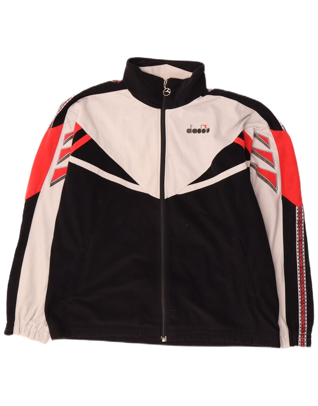 Jaqueta de treino masculina DIADORA Reino Unido 42 grande bloco colorido preto de poliéster