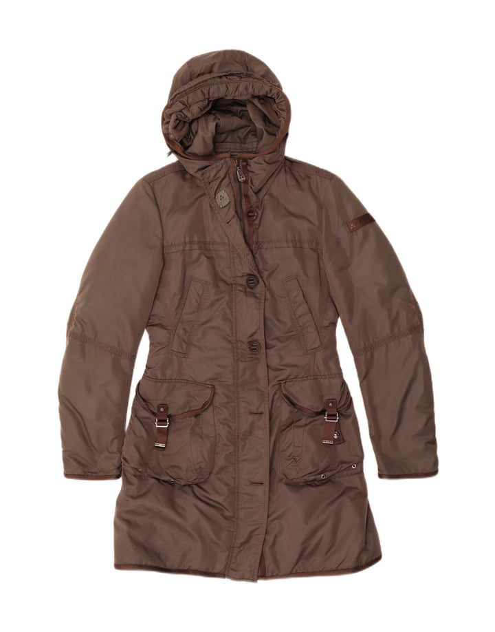 Casaco feminino acolchoado com capuz PEUTEREY IT 40 pequeno poliéster cáqui