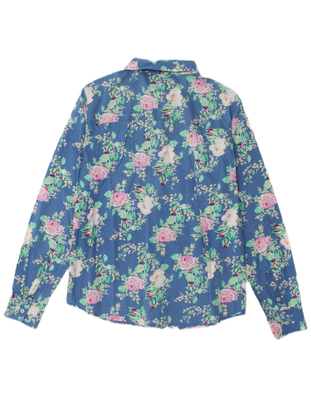 Camisa feminina BENETTON UK 14 azul médio floral