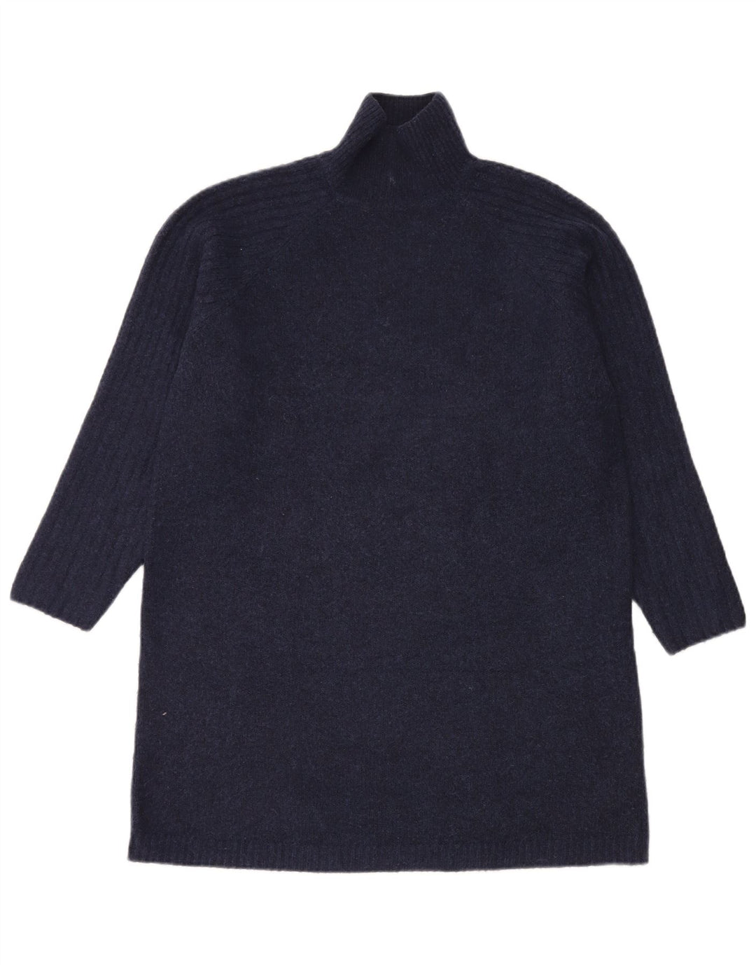 Suéter feminino Zara com gola redonda e gola tartaruga Reino Unido 12 médio azul marinho