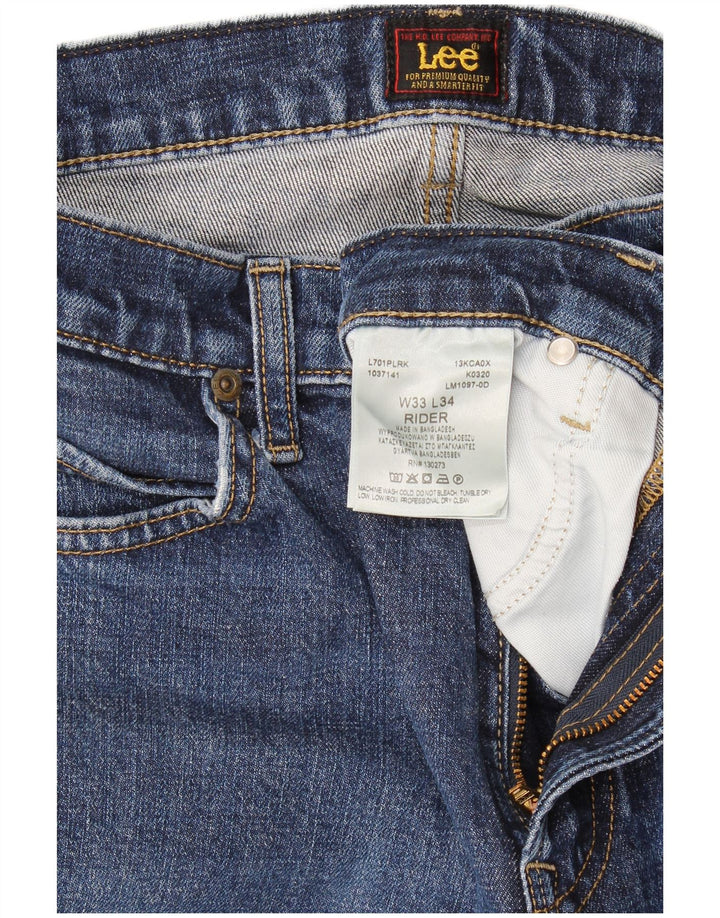 Lee Mens Rider Slim Jeans W33 L34 Azul Algodão