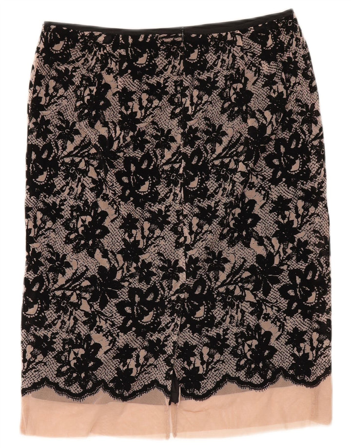 Zara Saia Midi Feminina XS W30 Preto Floral Poliéster