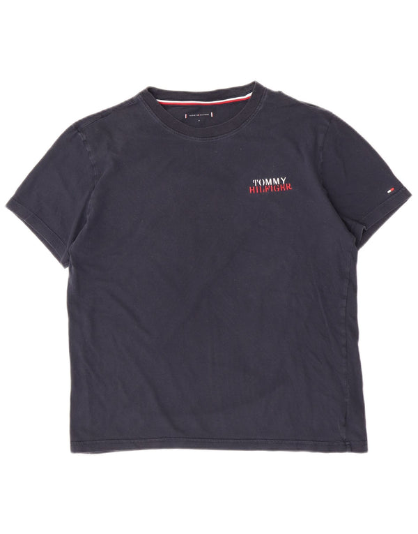 Camiseta feminina Tommy Hilfiger UK 14 médio azul marinho algodão