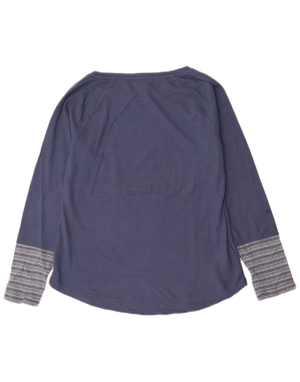 EDDIE BAUER Top feminino manga comprida Reino Unido 16 grande algodão listrado azul marinho