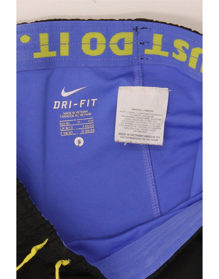Shorts esportivos femininos NIKE UK 8/10 pequeno poliéster preto