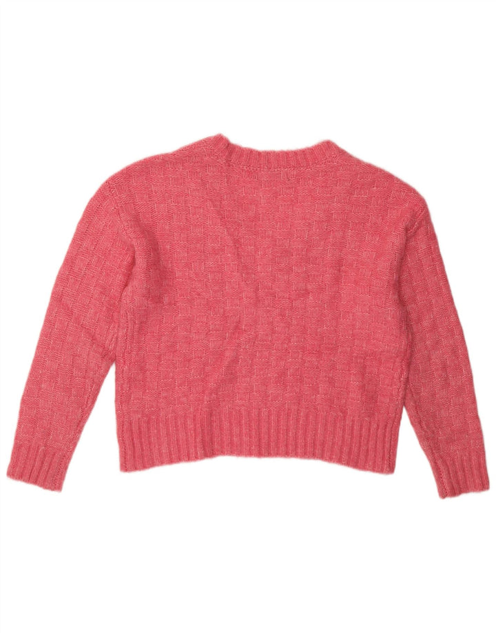 MARKS & SPENCER Suéter feminino oversized com decote em V Reino Unido 10 pequeno rosa
