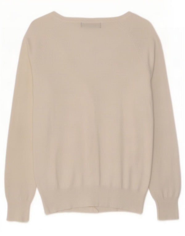 Suéter cardigã feminino Zara Reino Unido 12 algodão branco médio
