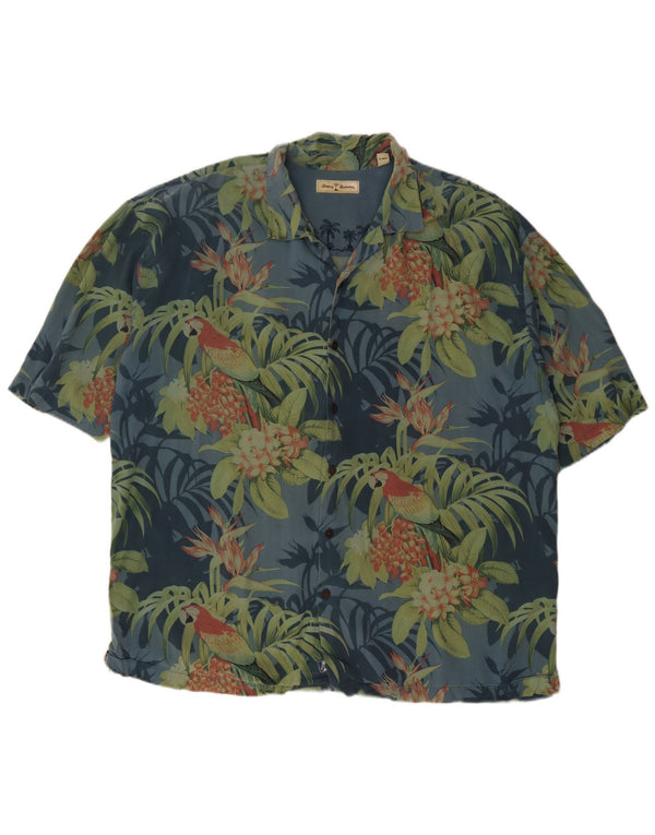 Camisa masculina de manga curta Tommy Bahama 3XL azul floral havaiana