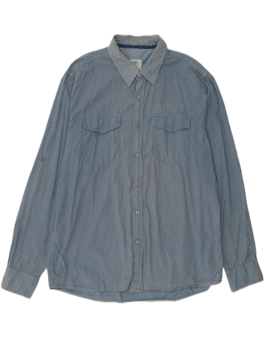 Camisa masculina FAT FACE XL azul risca de giz