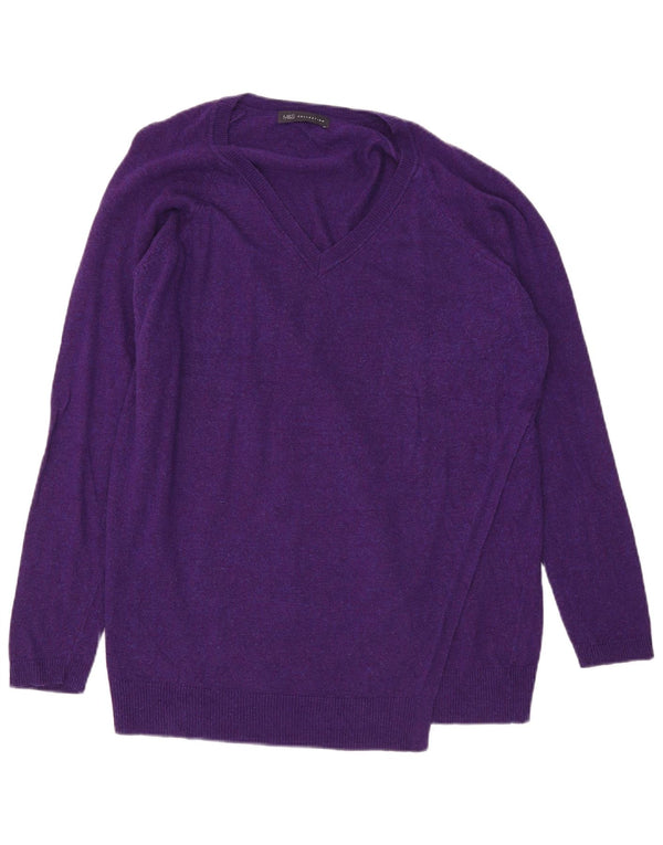 Suéter feminino Marks & Spencer com decote em V UK 18 XL roxo