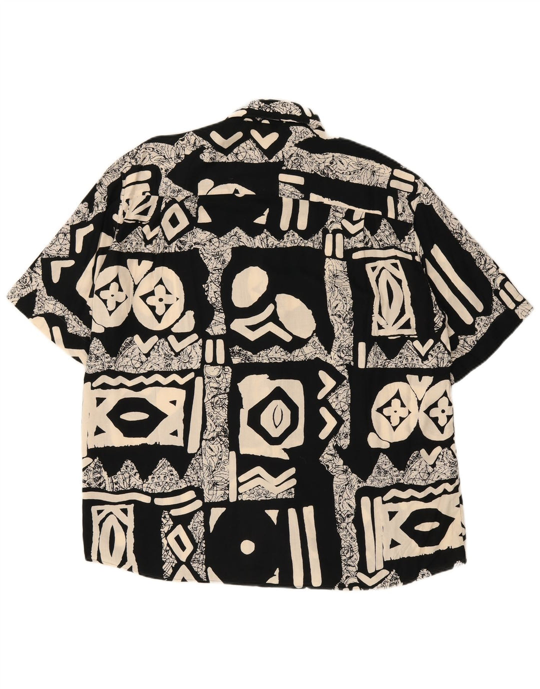Camisa masculina vintage de manga curta IT 42 patchwork preto grande
