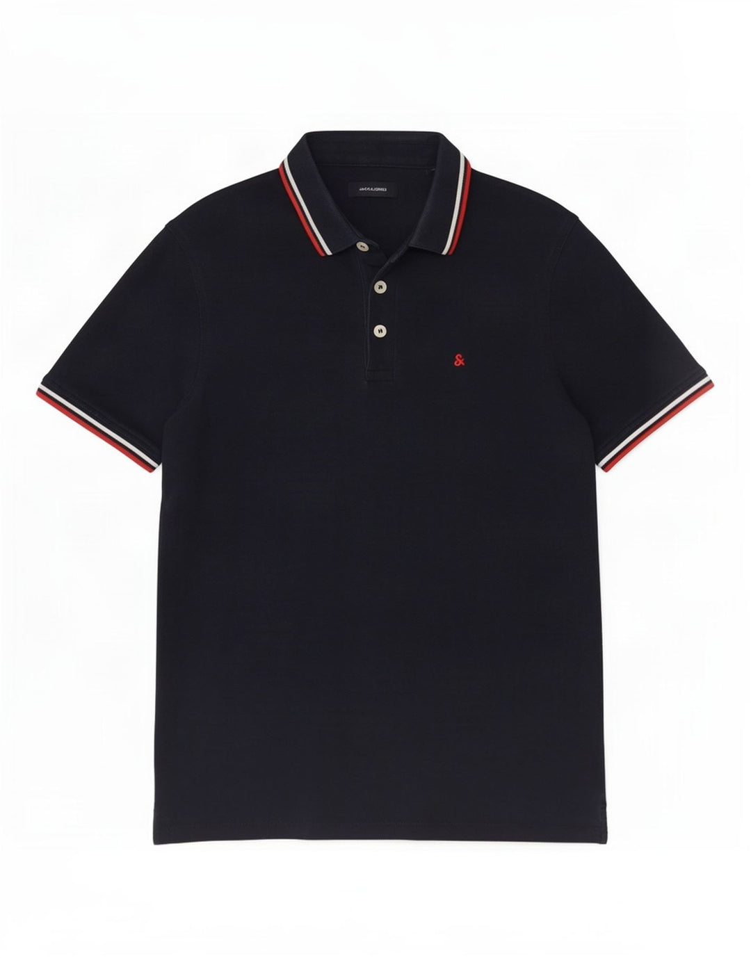 Camisa polo masculina Jack & Jones média listrada de algodão azul marinho