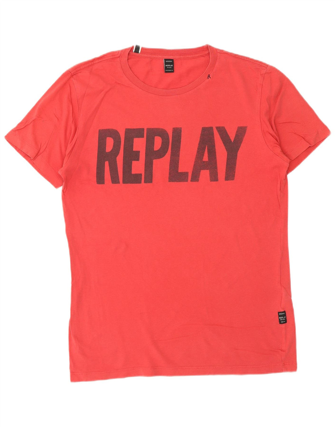 REPLAY Camiseta masculina gráfica Top médio algodão vermelho