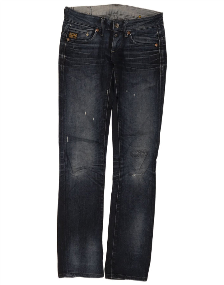 Calça jeans reta feminina G-Star desgastada W28 L32 azul