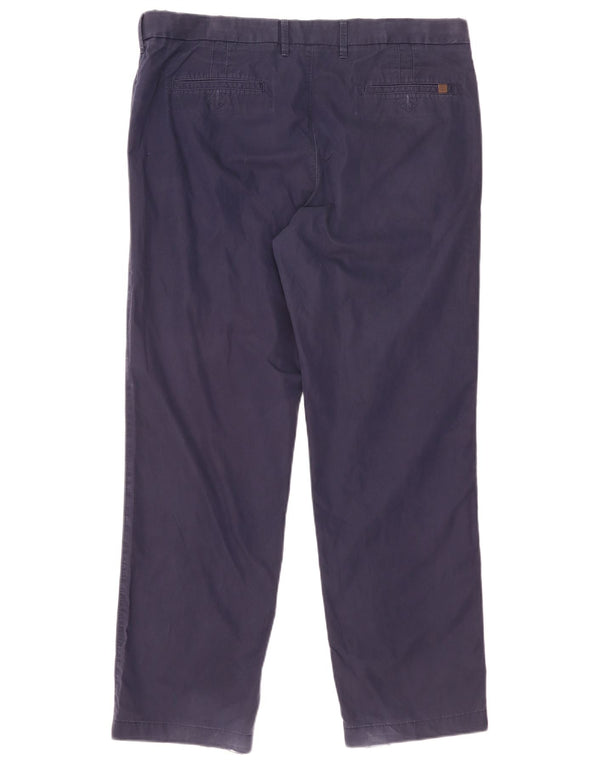 Calça chino reta masculina Marks & Spencer W38 L31 algodão azul marinho