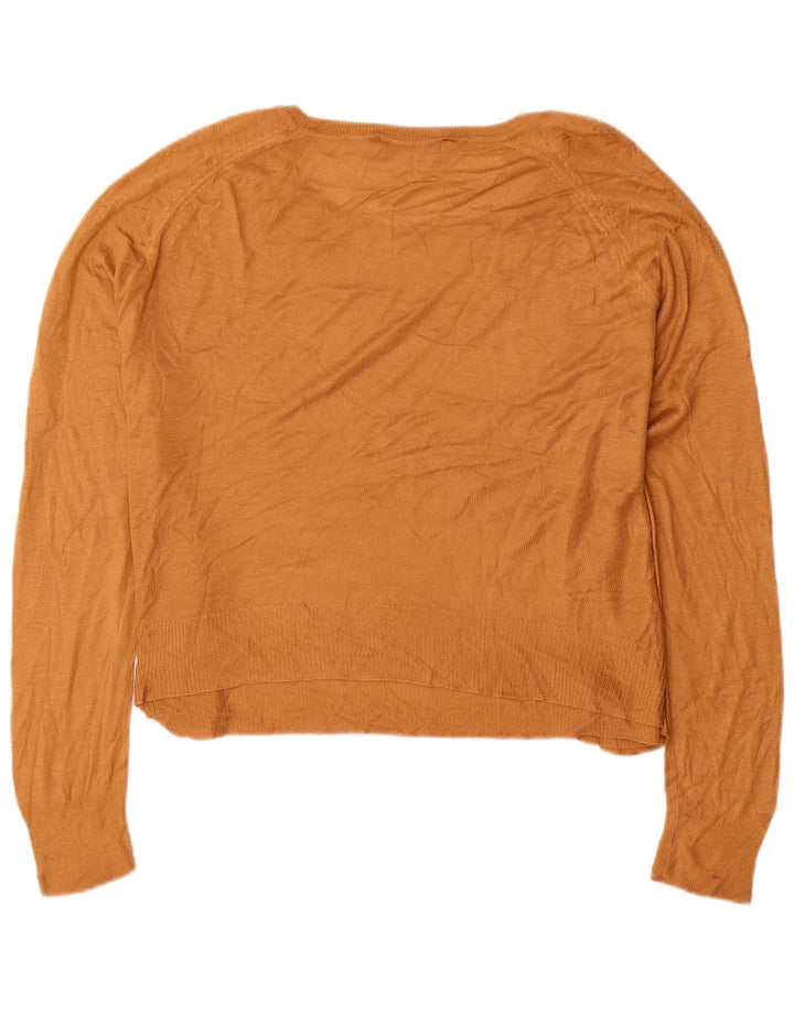 Zara Suéter feminino oversized com gola canoa Reino Unido 14 médio amarelo