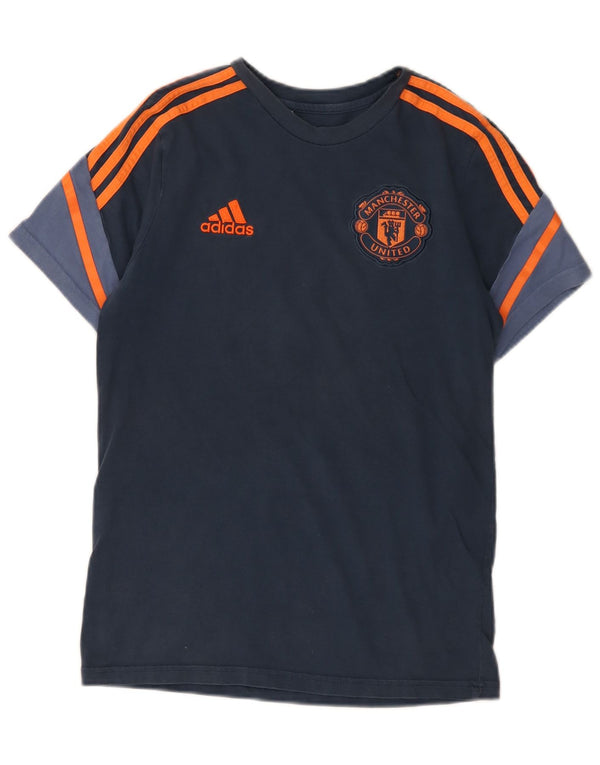 Camiseta Adidas Boys Manchester United Graphic Top 13-14 Anos Azul Marinho