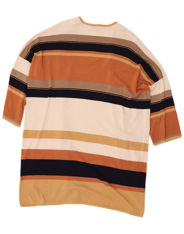 Suéter cardigã feminino com palangre Warehouse Reino Unido 14 viscose bege médio