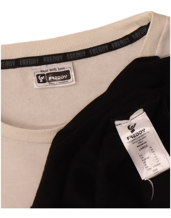 Suéter gráfico feminino Freddy UK 14 grande bloco colorido preto