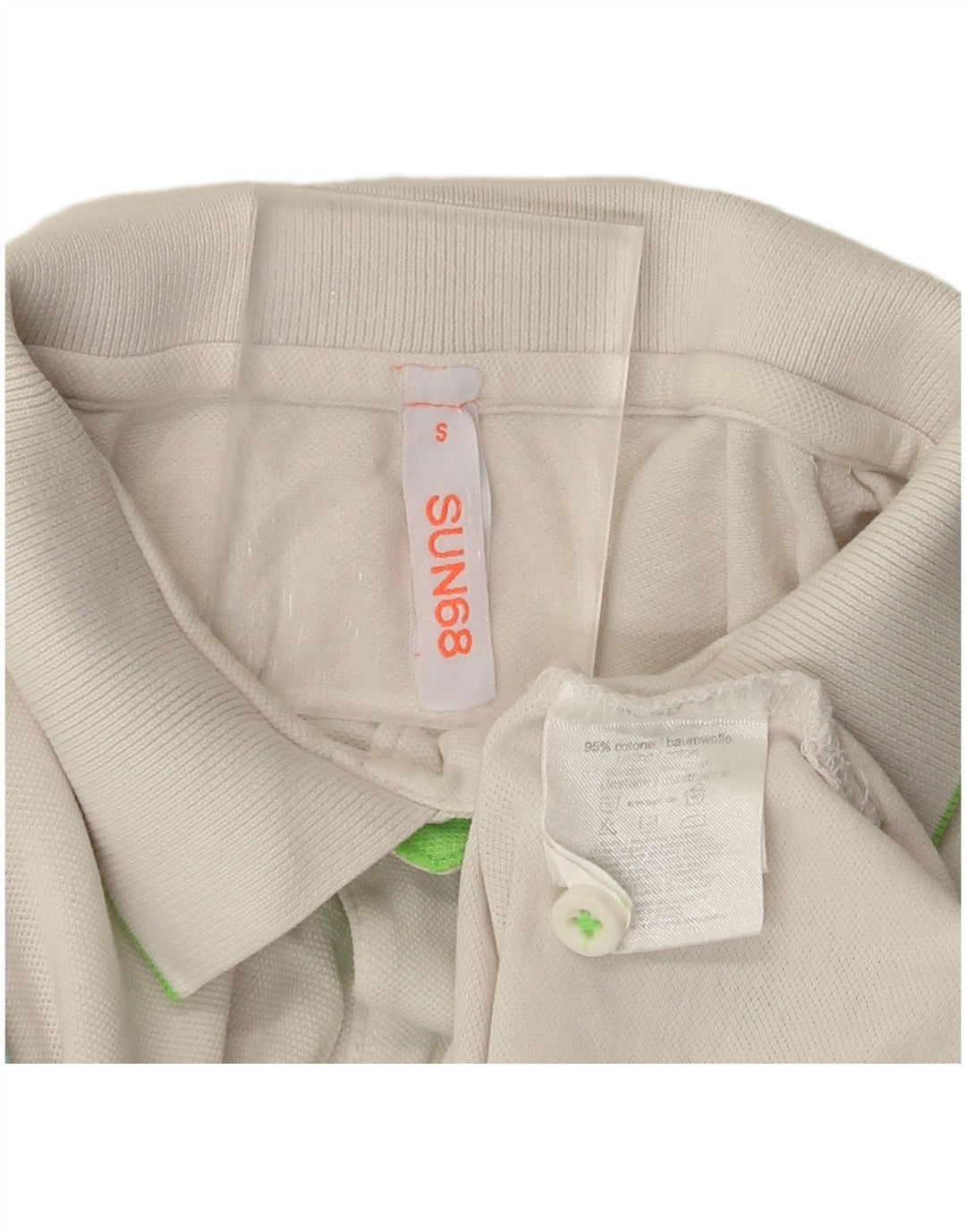 Camisa polo masculina Sun68 pequena de algodão branco