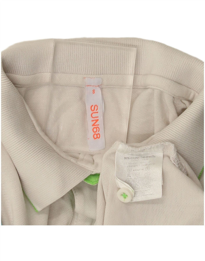 Camisa polo masculina Sun68 pequena de algodão branco