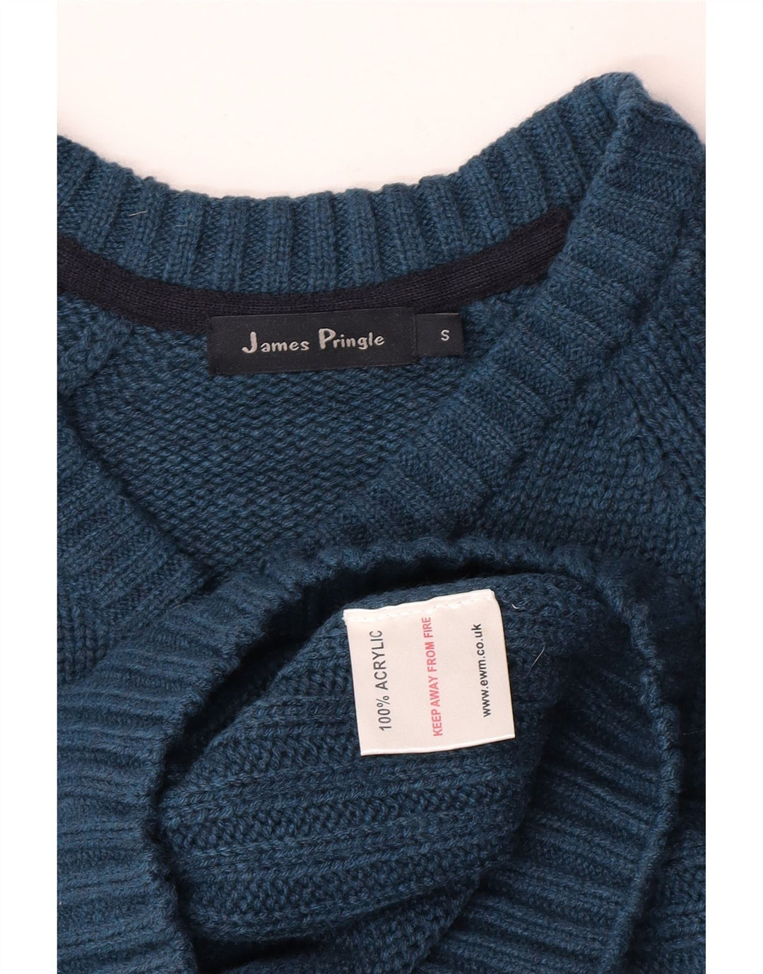 Suéter masculino James Pringle com decote em V pequeno acrílico azul