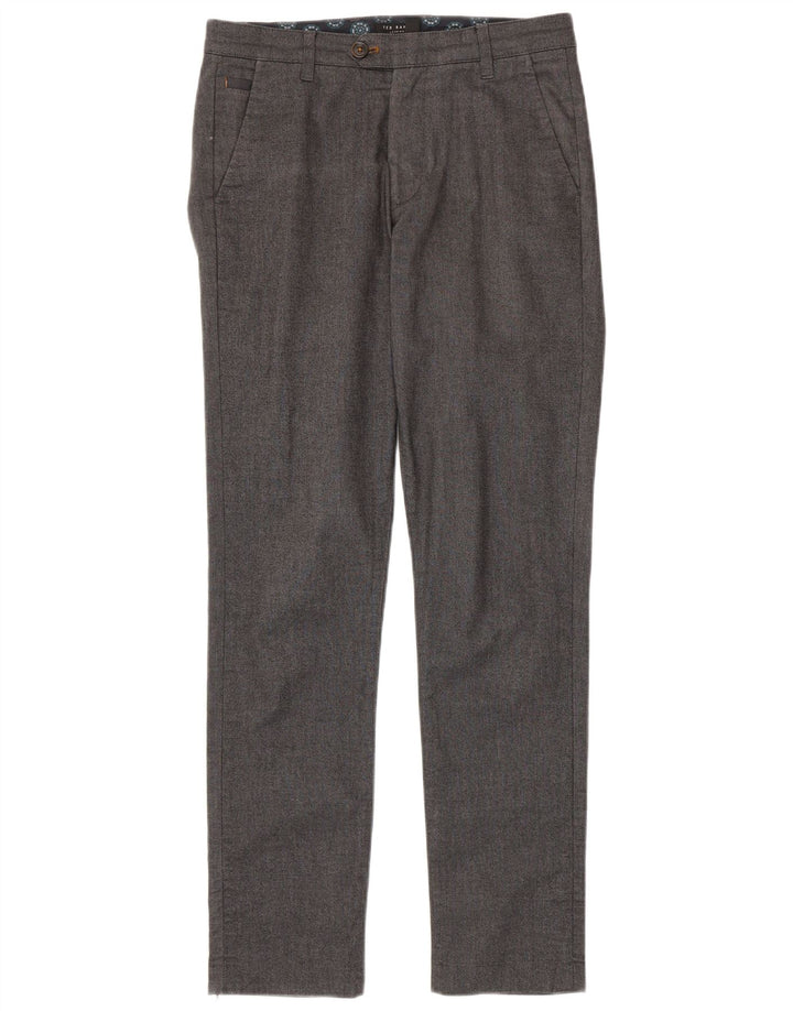 Calça masculina slim Ted Baker W30 L32 algodão manchado cinza