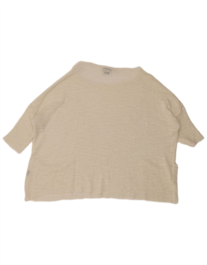 Zara Suéter feminino transparente com gola canoa Reino Unido 14 Médio Off White