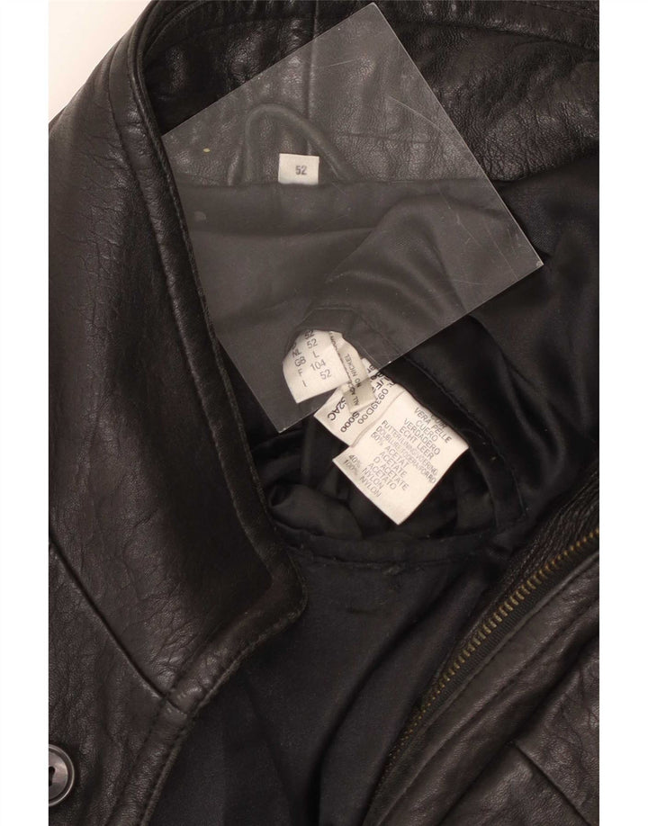 Casaco de couro masculino vintage Reino Unido 40 grande preto