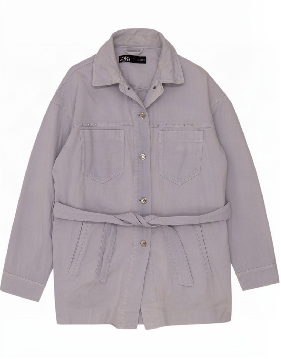 Zara Womens Oversized Utility Jacket UK 14 Médio Algodão Azul