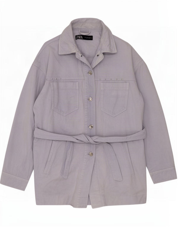 Zara Womens Oversized Utility Jacket UK 14 Médio Algodão Azul