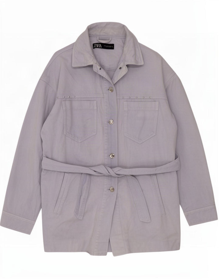Zara Womens Oversized Utility Jacket UK 14 Médio Algodão Azul