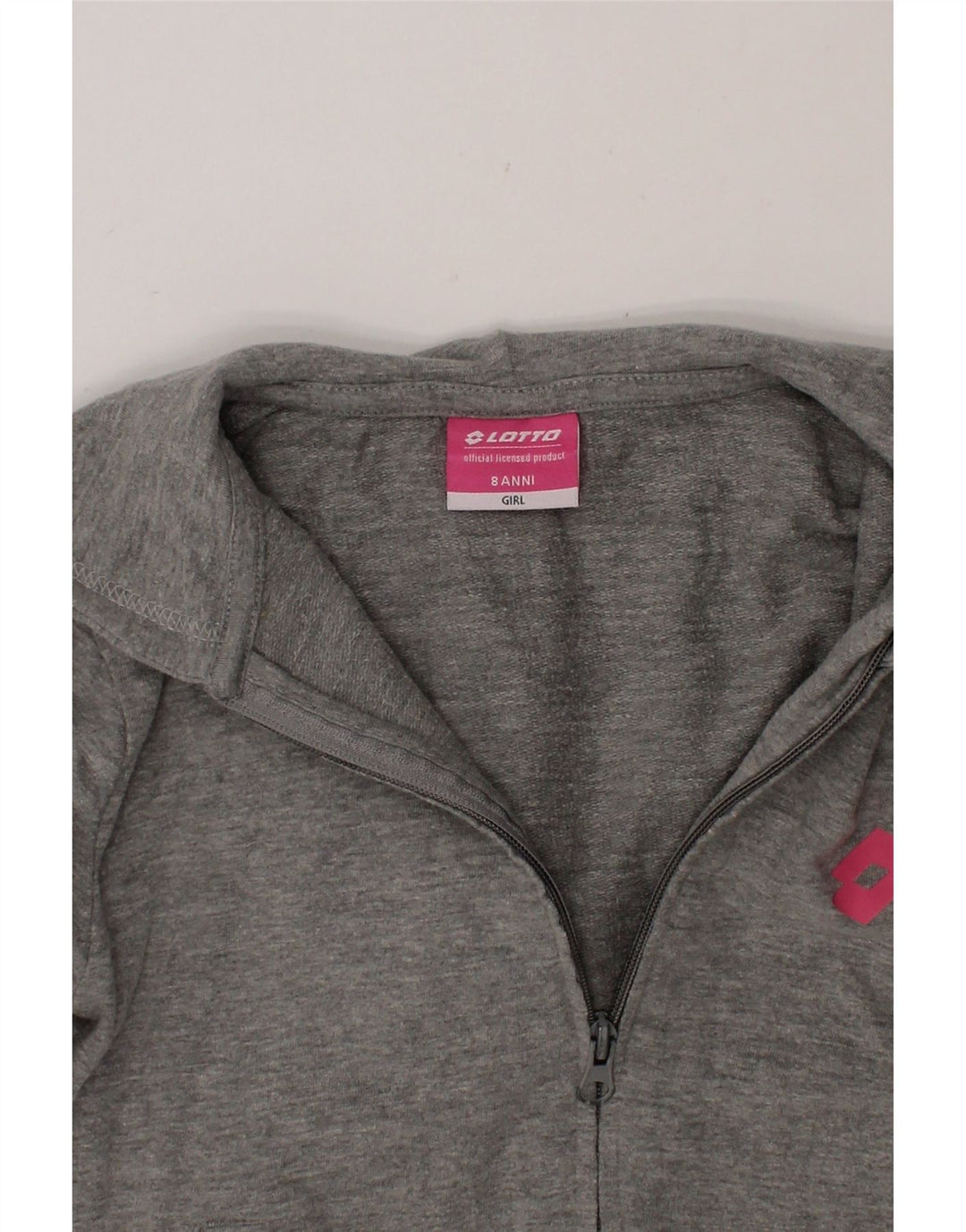 LOTTO Girls Zip Hoodie Sweater 7-8 Years Grey Cotton Vintage Lotto and Second-Hand Lotto from Messina Hembry 