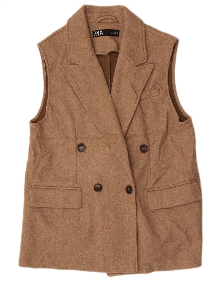 Jaqueta blazer feminina sem mangas oversized Zara Reino Unido 14 médio bege
