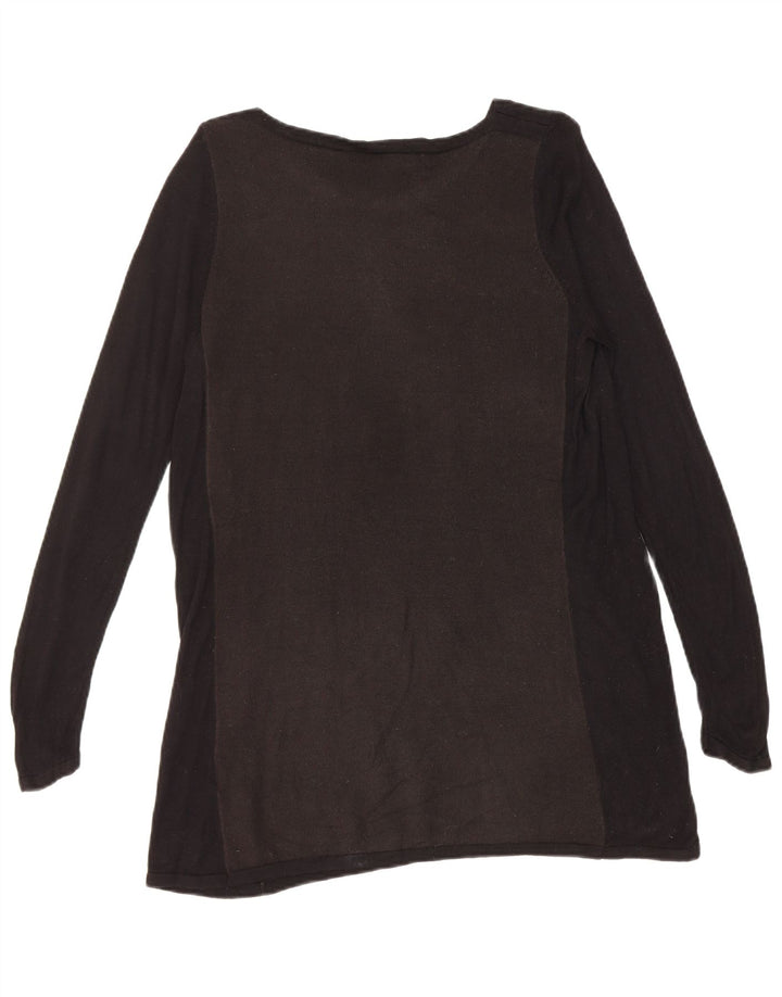 Suéter feminino Marks & Spencer com gola canoa Reino Unido 12 médio preto