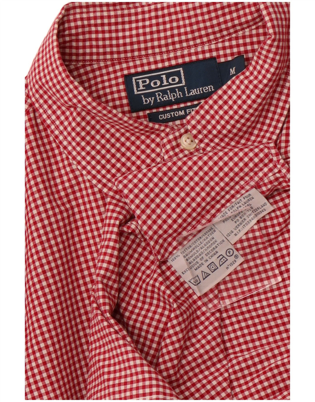Polo Ralph Lauren Mens Custom Fit Camisa Médio Algodão Gingham Vermelho