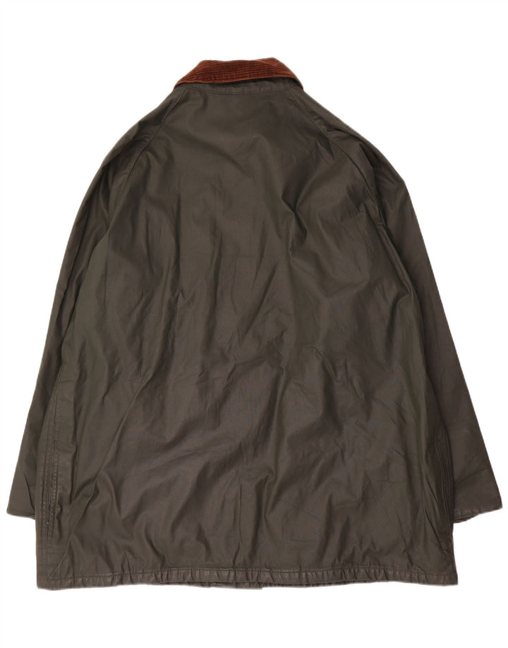 Jaqueta masculina vintage de algodão encerado com ajuste solto grande verde