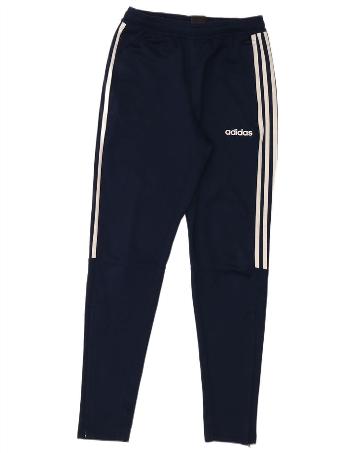 Calça de treino masculina Adidas Climalite pequena azul marinho poliéster