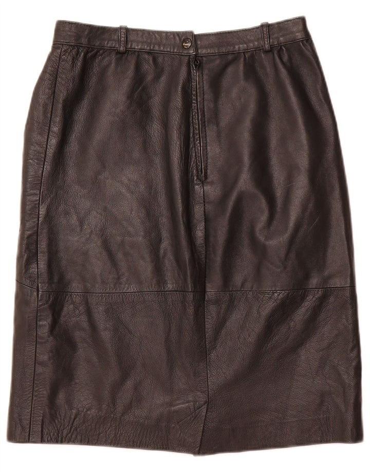 Saia feminina de couro de cintura alta VINTAGE IT 48 XL W28 couro preto