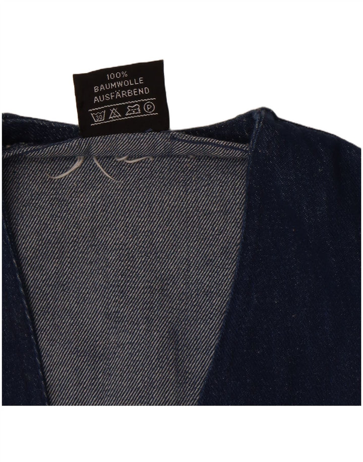 Colete jeans masculino vintage algodão azul médio